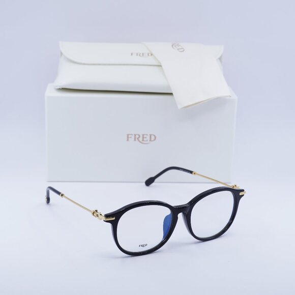 Fred FG50005F 001 Square 51mm Eyeglasses - Black/Gold - Picture 1 of 10